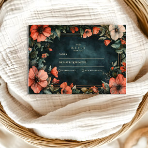 Cartons Réponse Mariage Floral Romantique Gothique