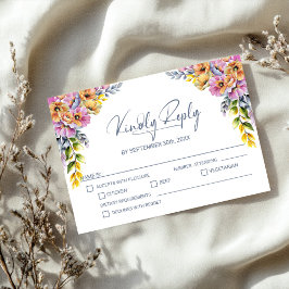 Cartons Réponse Mariage floral rose et orange