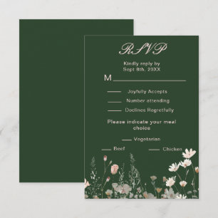 Cartons Réponse Mariage Floral Rose Pâle Printemps Fleur Sauvage