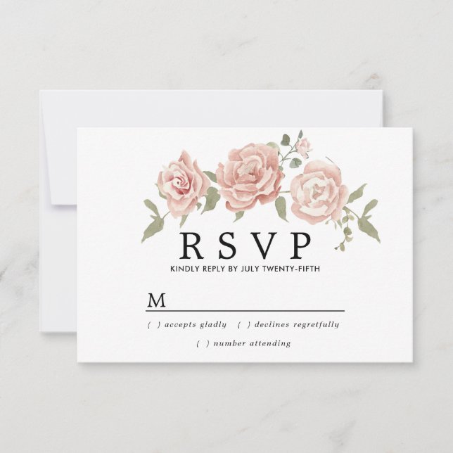 Cartons Réponse Mariage floral rose roux (Devant)