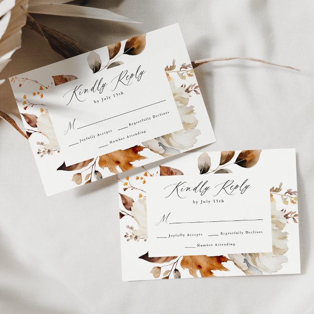 Cartons Réponse Mariage floral rustique d'automne (Créateur téléchargé)