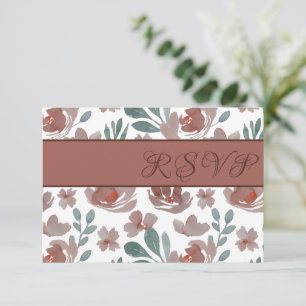 Cartons Réponse Mariage floral rustique en terre cuite
