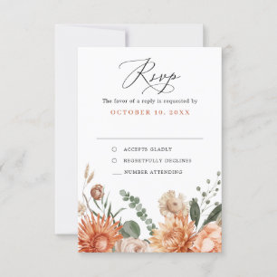 Cartons Réponse Mariage floral rustique Terracotta et émeraude