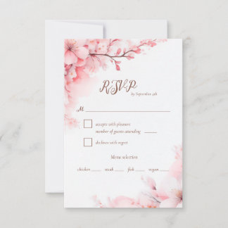 Cartons Réponse Mariage floral Sakura Japonais en fleurs de cerisi