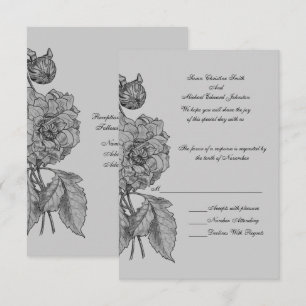 Cartons Réponse Mariage floral Silver Grey Peony