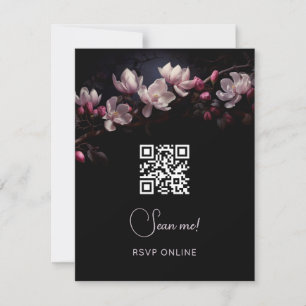 Cartons Réponse Mariage Floral Sombre et Romantique Scannez Moi