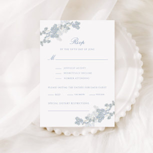 Cartons Réponse Mariage Floral Vintage Bleu Douce Romantique