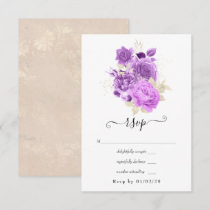 Cartons Réponse Mariage floral violet et ivoire