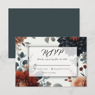 Cartons Réponse Mariage Florales de l'Automne Rustique et Maussade