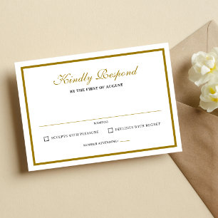 Cartons Réponse Mariage Formel Classique Monogramme Noir Or