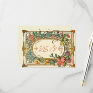 Cartons Réponse Mariage frontalier orné fleur sauvage victorien