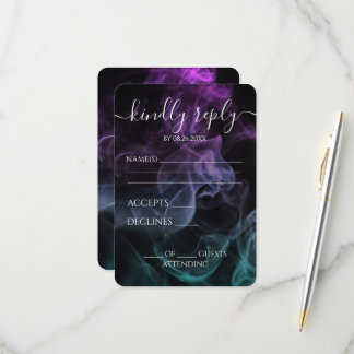 Cartons Réponse Mariage Fumée de Couleur Turquoise Violet Personna