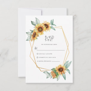 Cartons Réponse Mariage géométrique floral de tournesol Eucalyptus