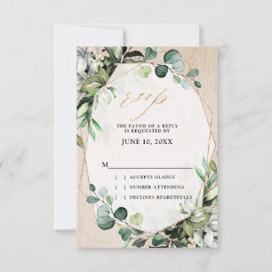 Cartons Réponse Mariage géométrique moderne à la sauge d'eucalyptu