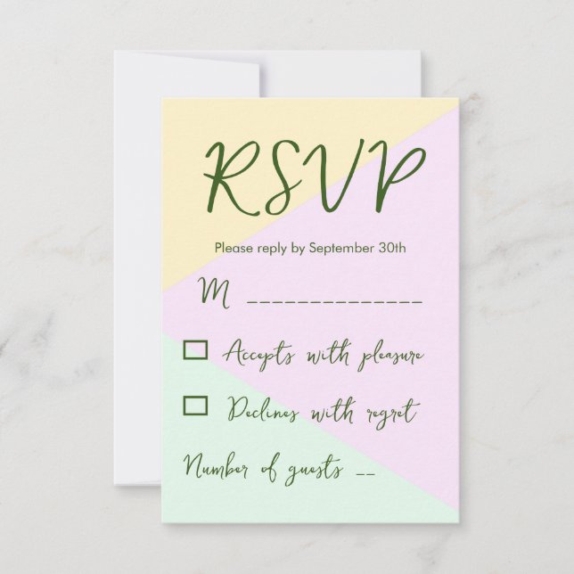 Cartons Réponse Mariage géométrique Pastel Muet (Devant)