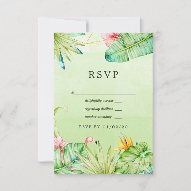 Cartons Réponse Mariage géométrique tropicale exotique (Devant)