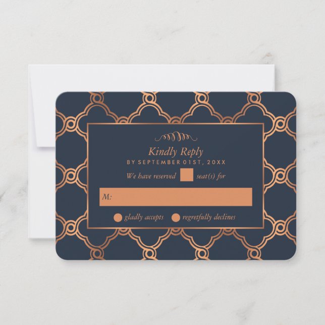 Cartons Réponse Mariage Géométrique vintage Gatsby (Devant)