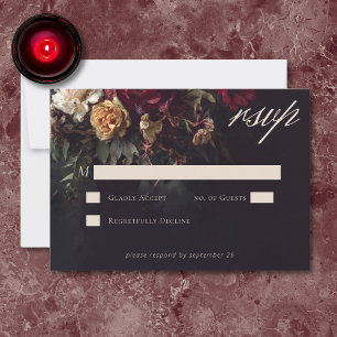 Cartons Réponse Mariage gothique floral sombre romantique lunatiqu