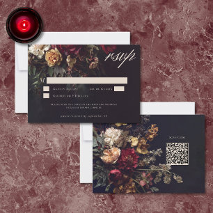 Cartons Réponse Mariage gothique floral sombre romantique QR