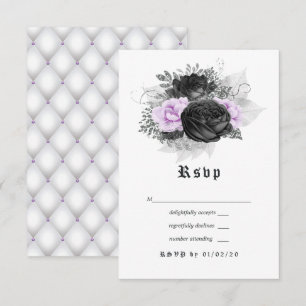 Cartons Réponse Mariage gothique noir violet et argenté