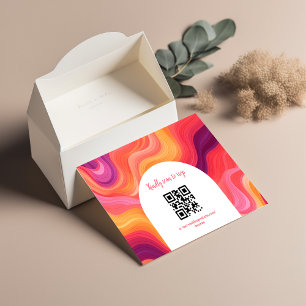 Cartons Réponse Mariage Groovy Rétro à l'arche rose et orange