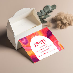 Cartons Réponse Mariage Groovy Rétro à l'arche rose et orange