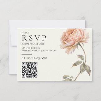 Cartons Réponse Mariage Horizontal Élégant Pivoine Pêche Moderne