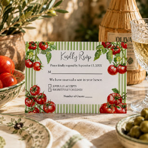 Cartons Réponse Mariage Italien Élégant Rouge & Vert
