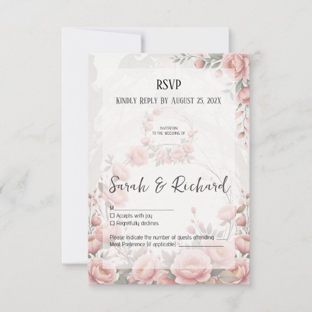 Cartons Réponse Mariage Jardin classique Romantique Floral (Devant)