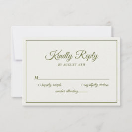 Cartons Réponse Mariage Kindly Répondre Crème Moderne & Vert Olive