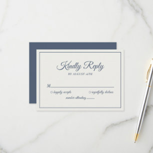 Cartons Réponse Mariage Kindly Répondre Moderne Dusty Navy Blue
