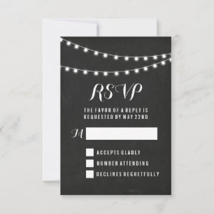 Cartons Réponse Mariage lumineux à chaîne d'été noir