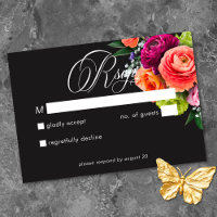 Mariage Luxe Floral Vibrant Rose Noir