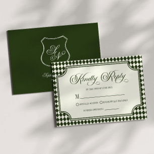 Cartons Réponse Mariage Luxueux de Vieux Argent Vert Olive Ivoire