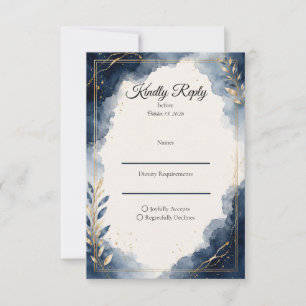 Cartons Réponse Mariage Luxueux Minimaliste Saphir Élégant