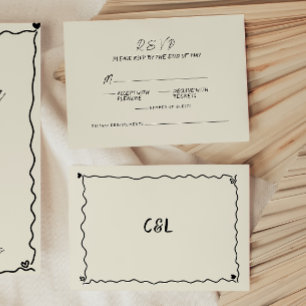 Cartons Réponse Mariage manuscrit rétro à la main