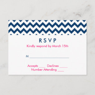 Cartons Réponse Mariage Marine et Pink Chevron