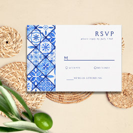 Cartons Réponse Mariage méditerranéen moderne en carrelage bleu