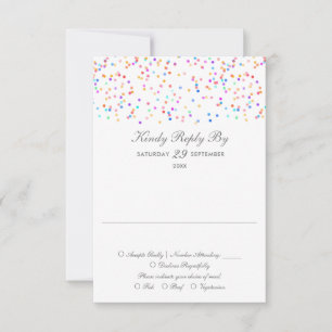 Cartons Réponse Mariage Minimaliste Confettis Arc-en-Ciel
