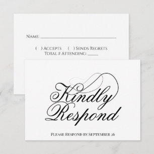 Cartons Réponse Mariage minimaliste de script simple et élégant