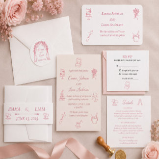 Cartons Réponse Mariage Minimaliste Élégant Rose Pâle