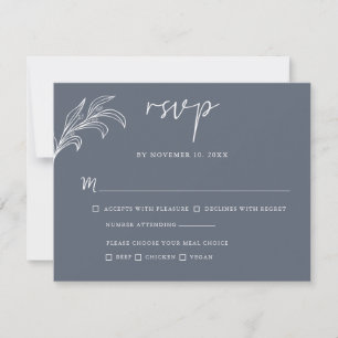 Cartons Réponse Mariage minimaliste Feuille blanc Eucalyptus gris