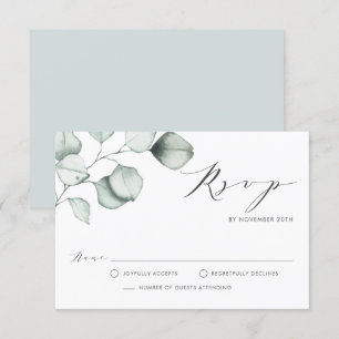 Cartons Réponse Mariage minimaliste Feuille Eucalyptus