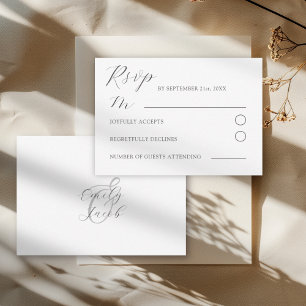 Cartons Réponse Mariage Minimaliste Gris & Blanc