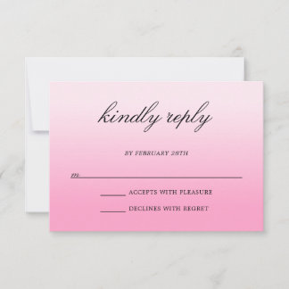 Cartons Réponse Mariage Minimaliste Moderne Rose Bonbon Ombré
