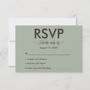 Cartons Réponse Mariage Minimaliste Moderne   Vert Sauge Intempore