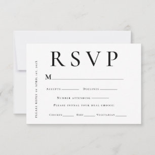 Cartons Réponse Mariage Minimaliste Noir et Blanc Moderne