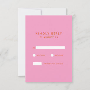 Cartons Réponse Mariage minimaliste rose orange moderne