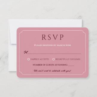 Cartons Réponse Mariage Minimaliste Rose Poussiéreuse Rose