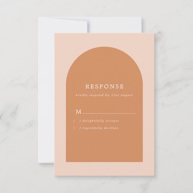 Cartons Réponse Mariage moderne Arch Blush Rose et Terracotta (Devant)